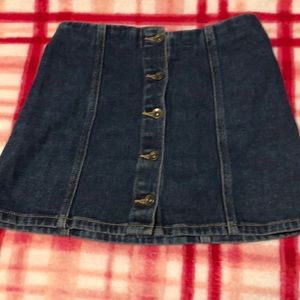 A button up jean skirt! Can fit girls or women